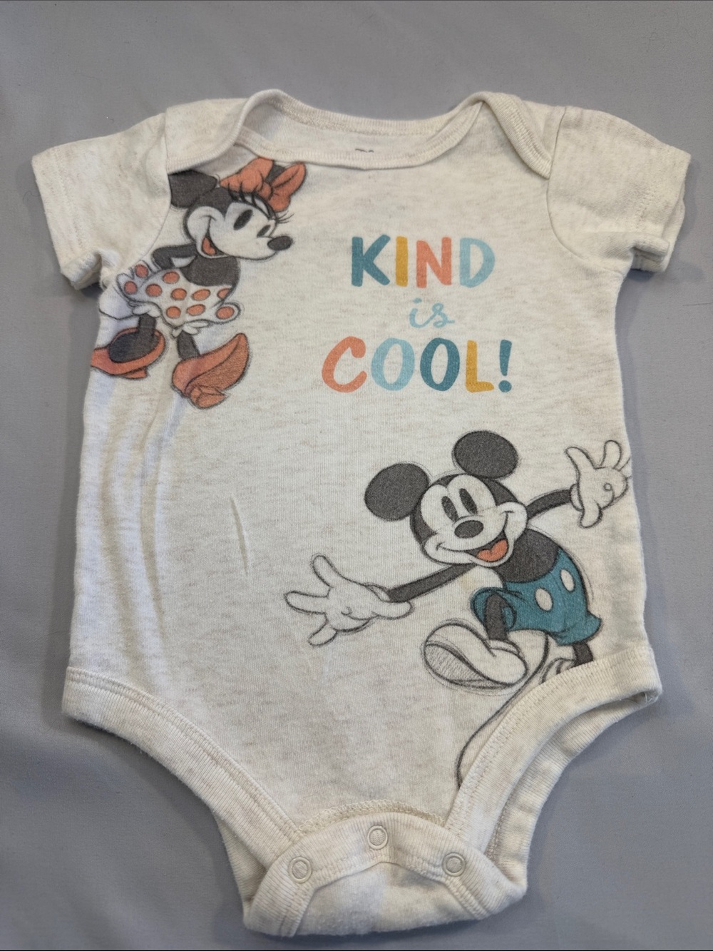 Disney White 'Kind is Cool' Mickey & Minnie Short Sleeve Bodysuit